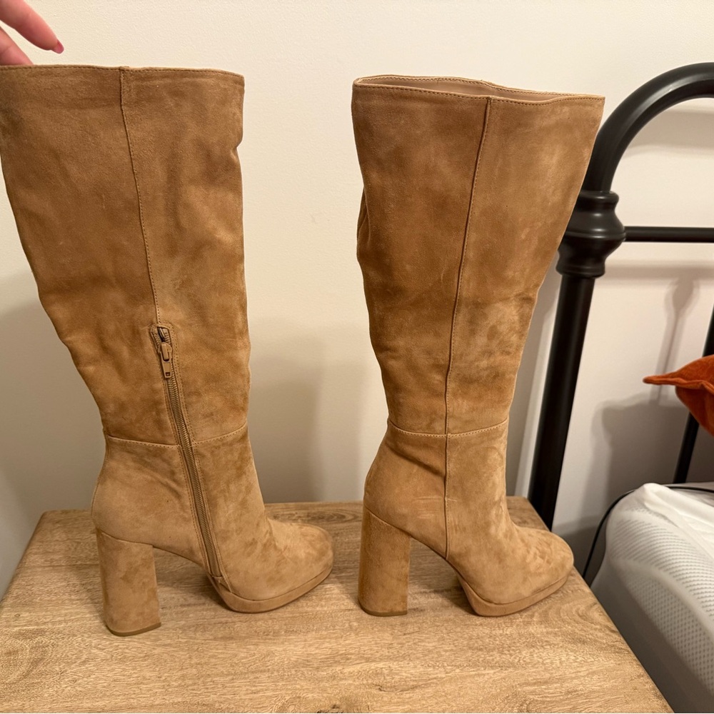 Steve Madden Camel Suede Heeled Boots